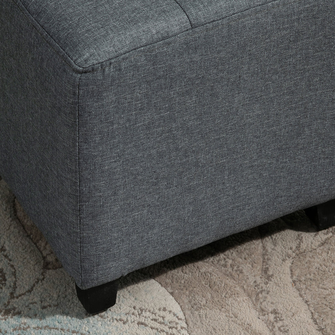 Linen-Look Square Ottoman Footstool, Grey