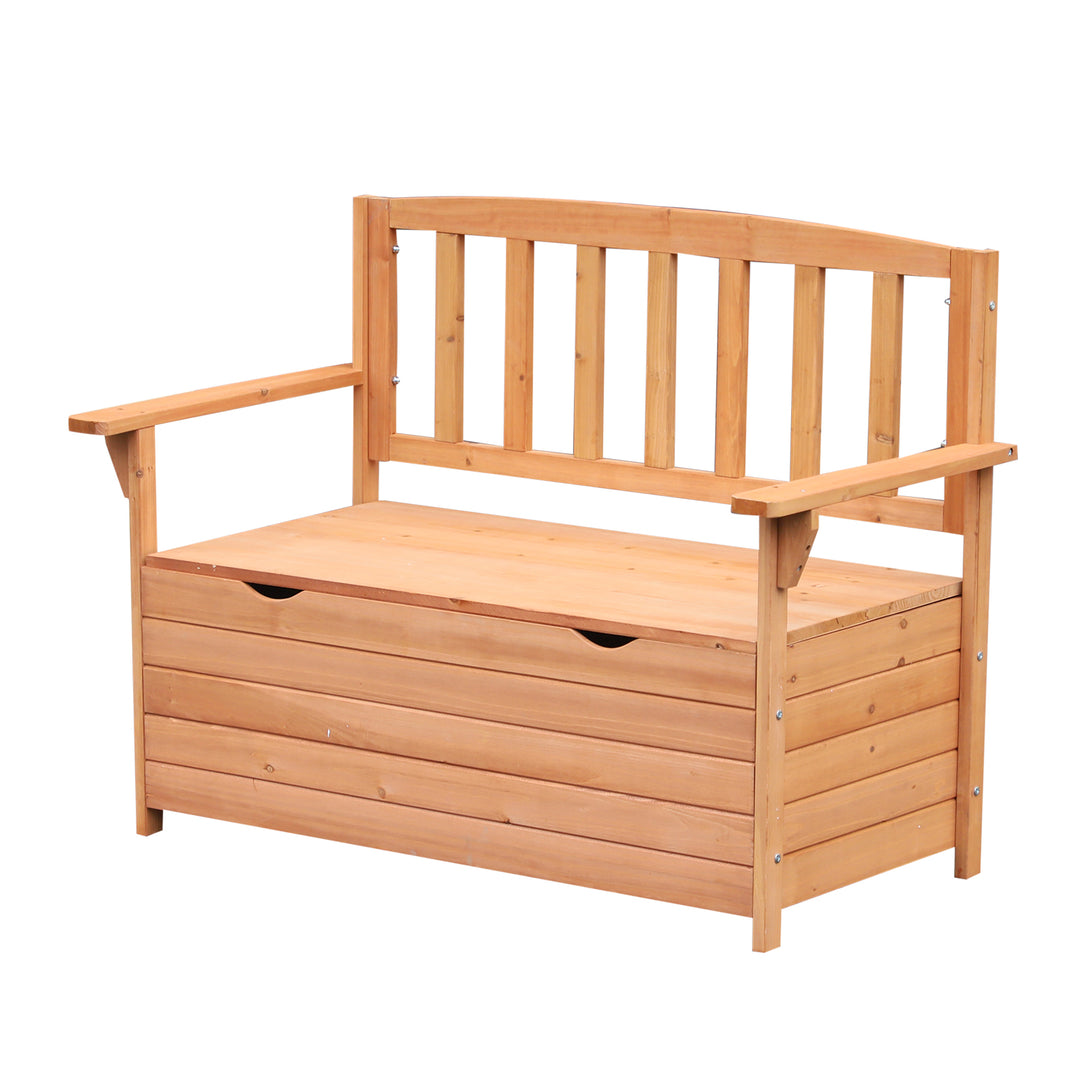 Outdoor Garden Storage Bench Patio Box All Weather Deck Fir Wood Solid Seating