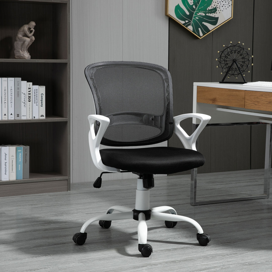 Vinsetto Office Chair Mesh Swivel Desk Chair with Lumbar Back Support Adjustable Height Armrests Black
