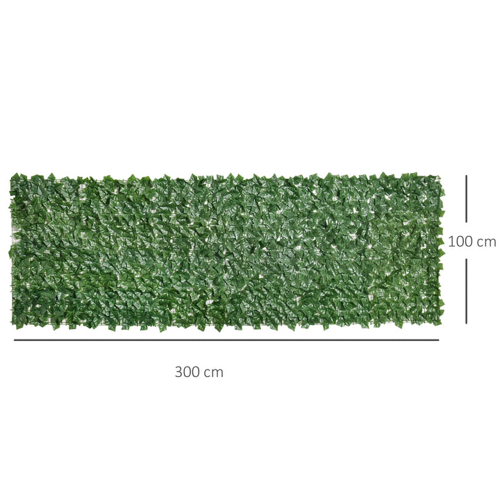 Artificial Leaf Hedge Screen for Garden Outdoor Indoor Decor, 3M x 1M Dark Green