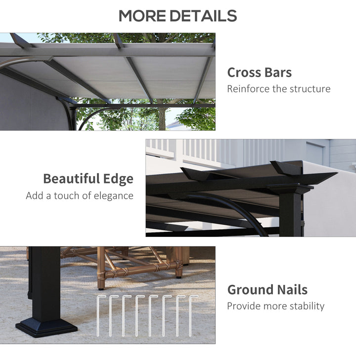3 x 3(m) Garden Pergola, Outdoor Retractable Pergola Gazebo with Adjustable Canopy, Sun Shade Patio Canopy Shelter, Grey