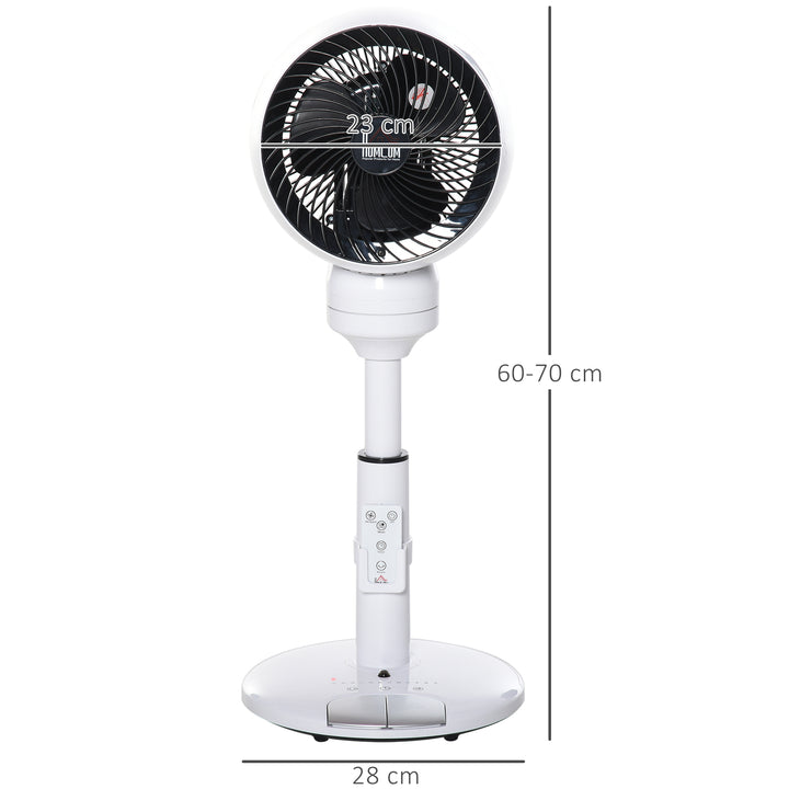 28'' Air Circulator Fan 3 Speed 3 Mode, 70° Oscillation 90° Vertical Tilt, Height Adjustable, Remote Controller for Living Room, Black & White