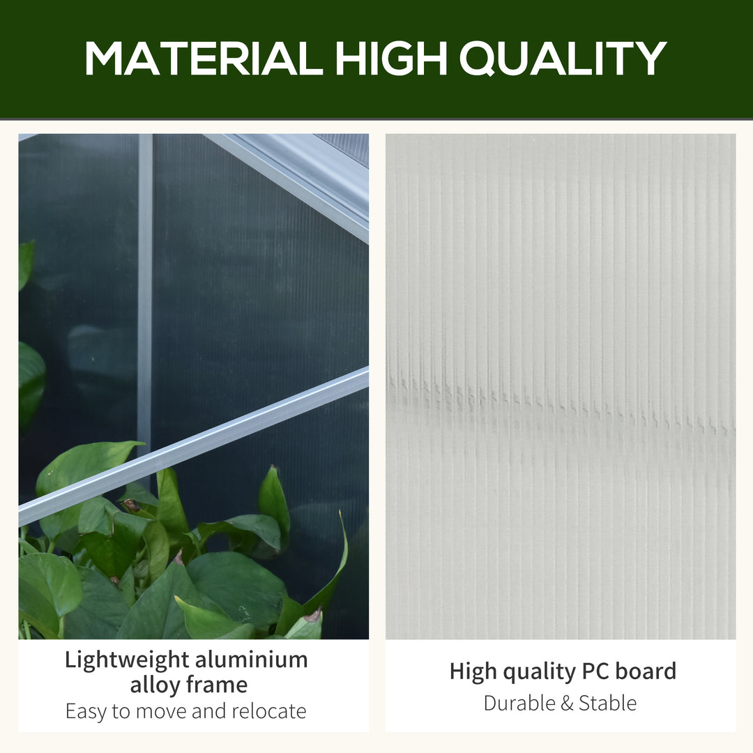 Outdoor Greenhouse Polycarbonate Grow House Flower Vegetable Plants Raised Bed Garden Aluminium Cold Frame 180 x 51 x 51 cm