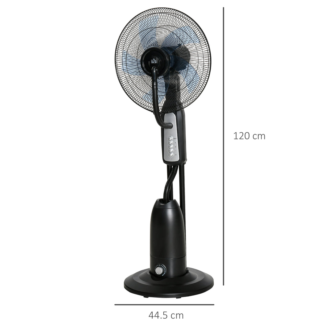 Pedestal Fan with Water Mist Spray, Standing Fan, Humidifying Misting Fan with 3 Speeds, 2.8L Water Tank, Black