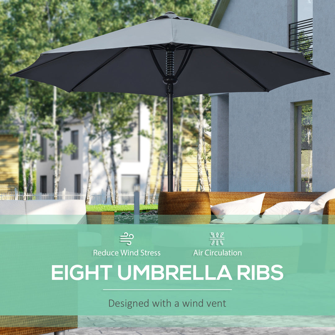 Garden Parasol Umbrella, Outdoor Market Table Umbrella Sun Shade Canopy with 8 Ribs,