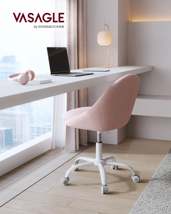 Office Chair with Cotton-Linen Fabric Jelly Pink