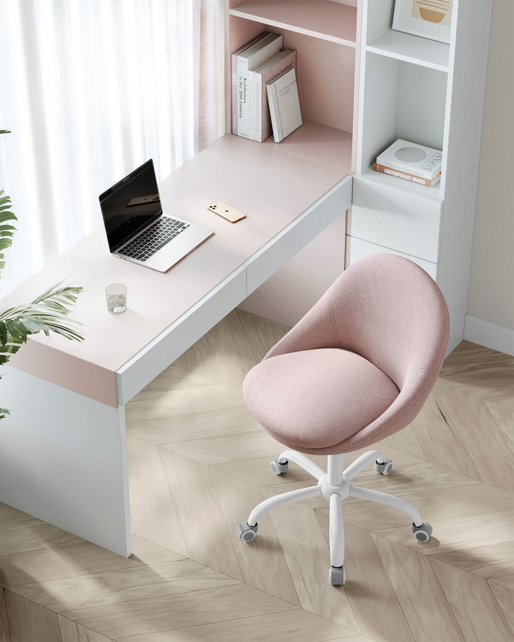 Office Chair with Cotton-Linen Fabric Jelly Pink