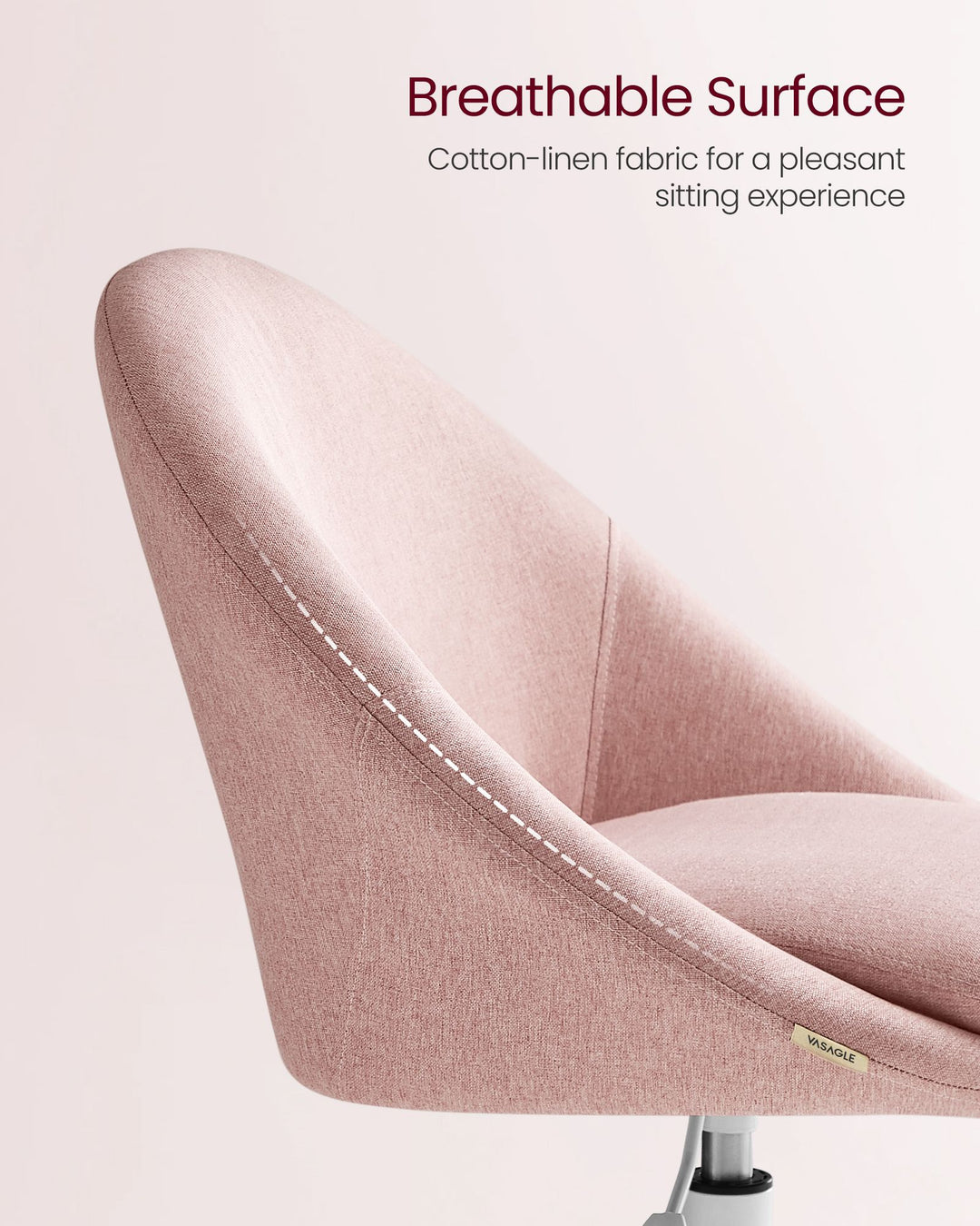 Office Chair with Cotton-Linen Fabric Jelly Pink