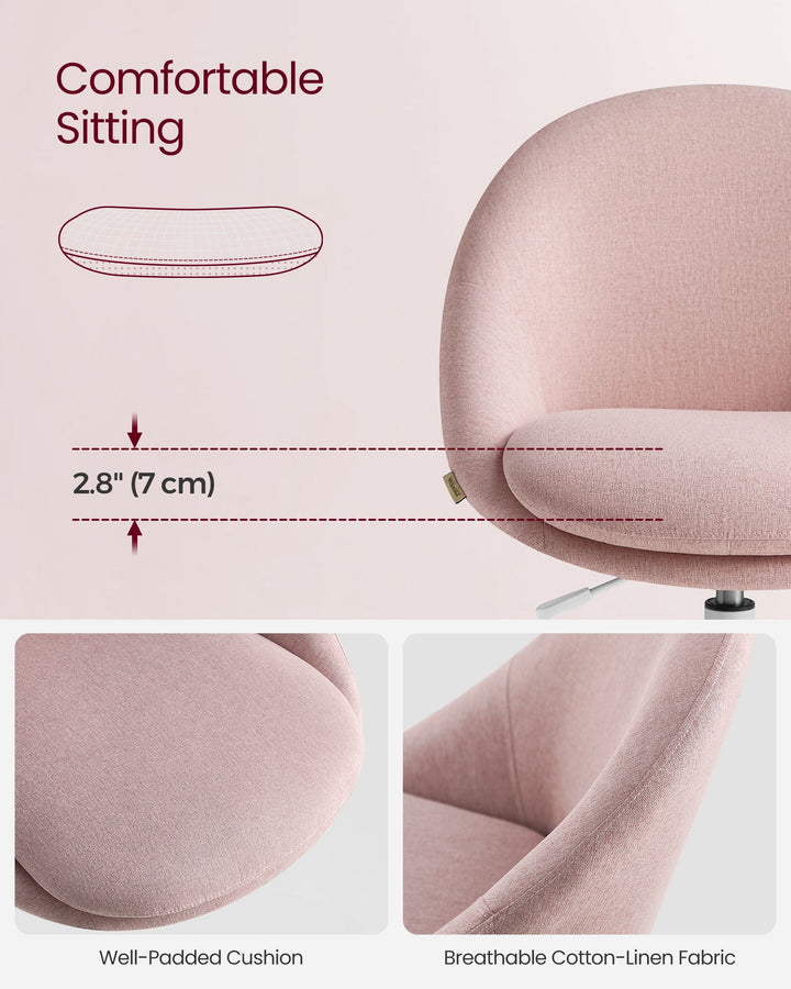 Office Chair with Cotton-Linen Fabric Jelly Pink