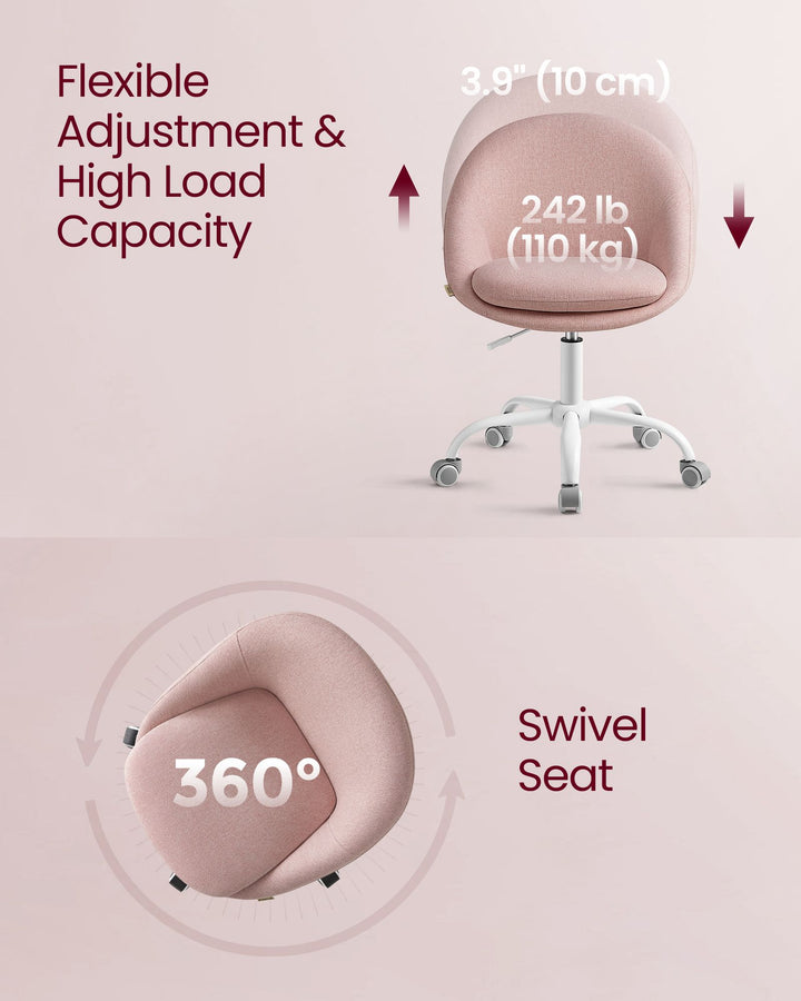 Office Chair with Cotton-Linen Fabric Jelly Pink