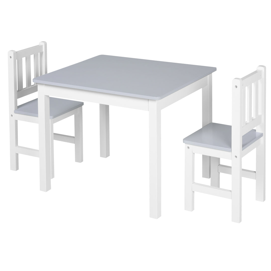 HOMCOM Kids Table and 2 Chairs Set 3 Pieces Toddler Multi-usage Desk for Indoor Arts & Crafts Study Rest Snack Time Easy Assembly Grey