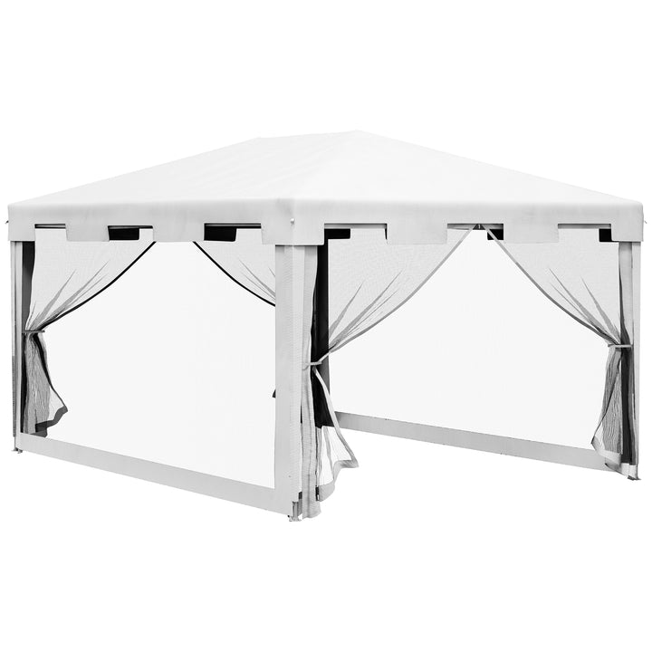 4x3 m Waterproof Gazebo W/Mesh Sides-White/Black