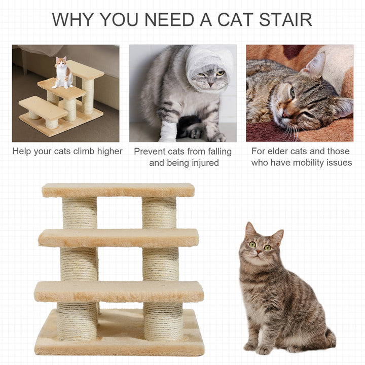 PawHut Pet Steps Portable Cat Dog Little Older Animal Easy Climb Stairs Assistance Cream