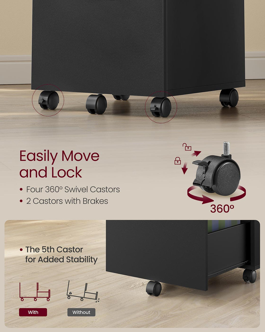 2-Drawer Filing Cabinet Matte Black