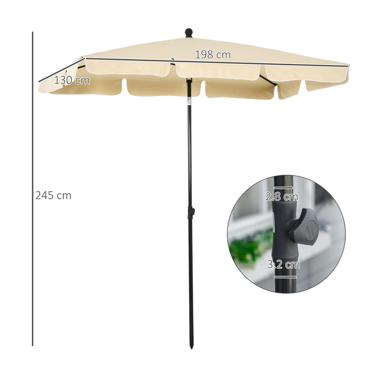 Outsunny Aluminium Sun Umbrella Parasol Patio Garden Rectangular Tilt 2M x 1.25M Beige