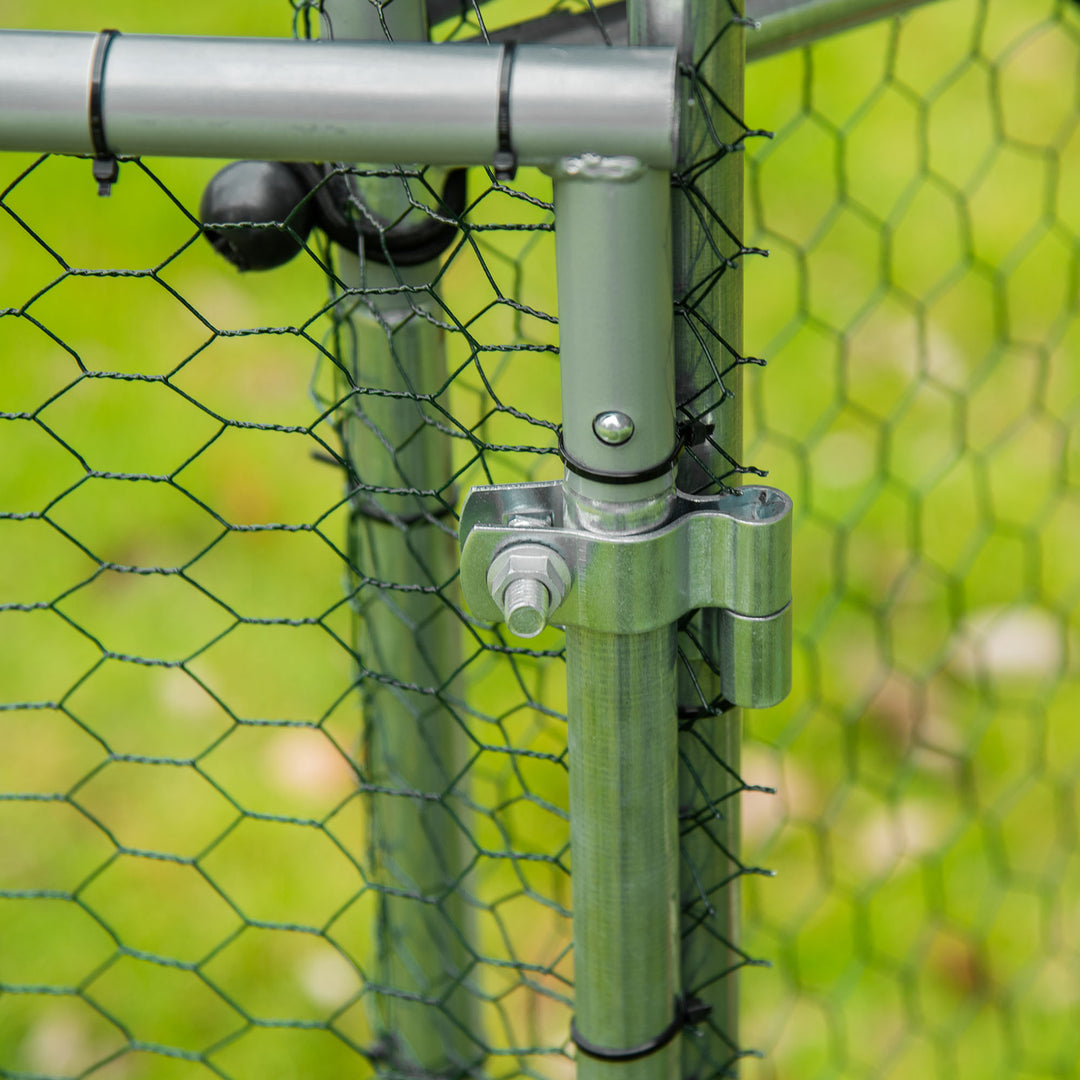 PawHut Walk In Chicken Run, Large Galvanized Chicken Coop, Hen Poultry House Cage, Rabbit Hutch Metal Enclosure, 200 x 105 x 172cm