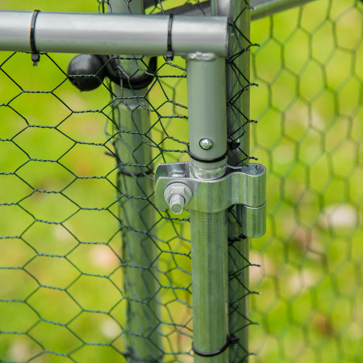 PawHut Walk In Chicken Run, Large Galvanized Chicken Coop, Hen Poultry House Cage, Rabbit Hutch Metal Enclosure, 200 x 105 x 172cm