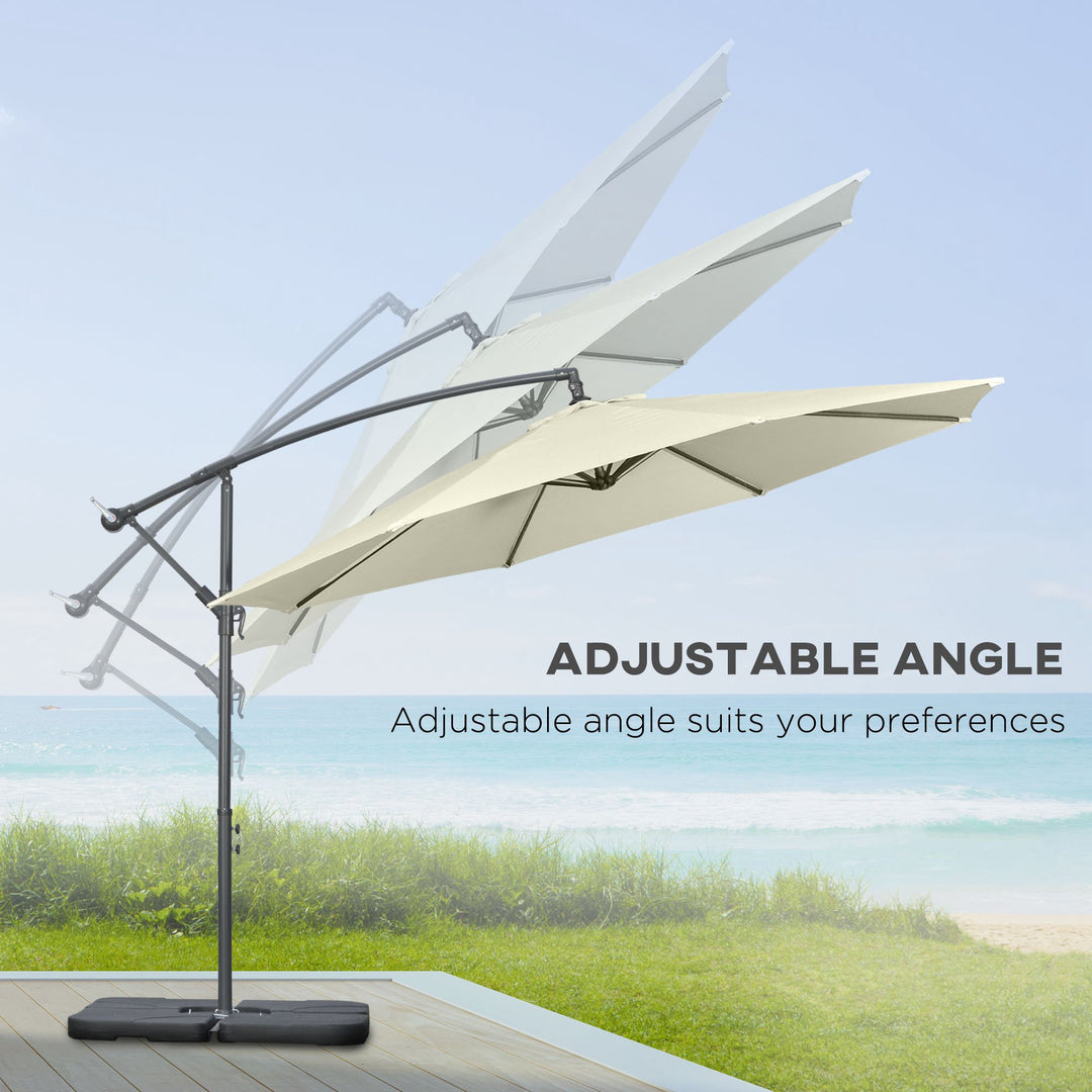 3(m) Garden Parasol Sun Shade Banana Umbrella Cantilever with Crank Handle, Cross Base Beige