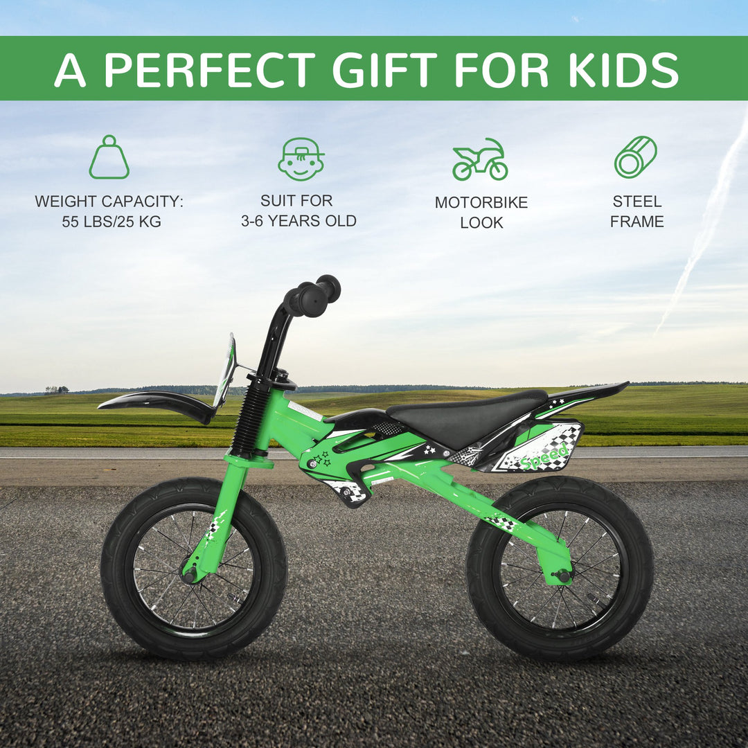 Kids Balance Bike, Steel Frame with Air Filled Tire, Green