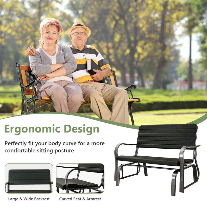 Garden Bench with Ergonomic Backrest and Armrests