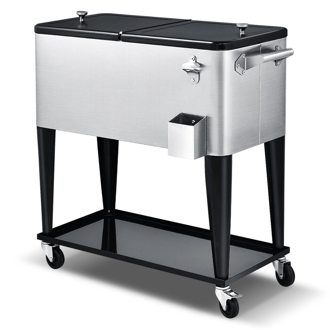 76L Bar Party Drink Ice Bucket Trolley for Outdoor Patio Pool