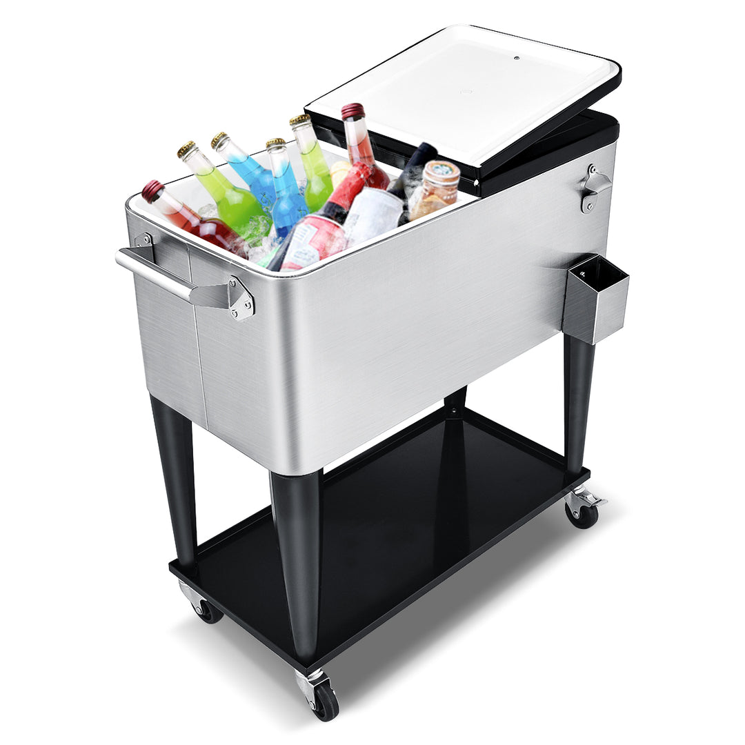 76L Bar Party Drink Ice Bucket Trolley for Outdoor Patio Pool