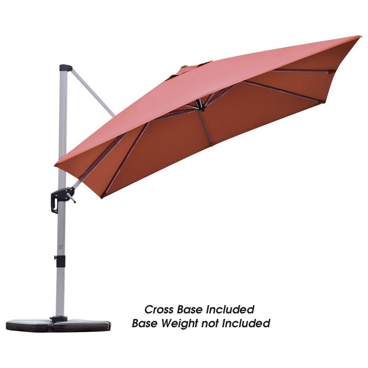Garden Parasol with Tilted Design and 360° Rotation-Burgundy