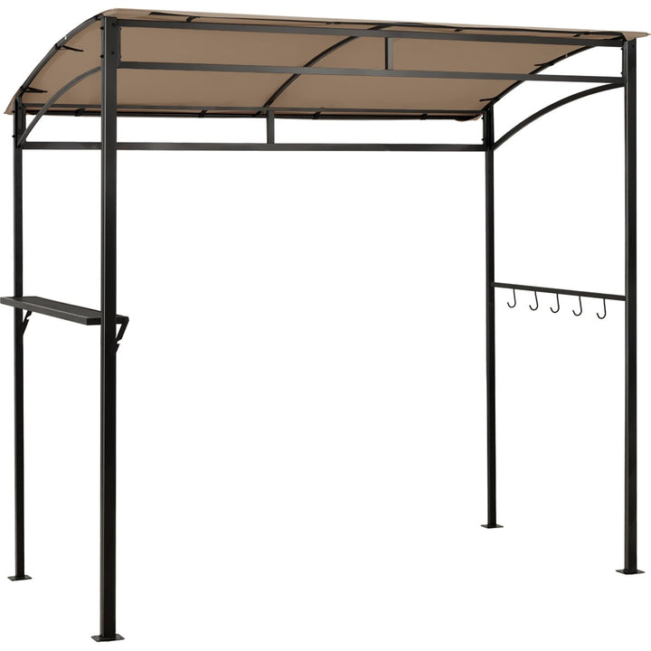 7 Feet Grill Gazebo with Serving Shelf and Storage Hooks-Coffee