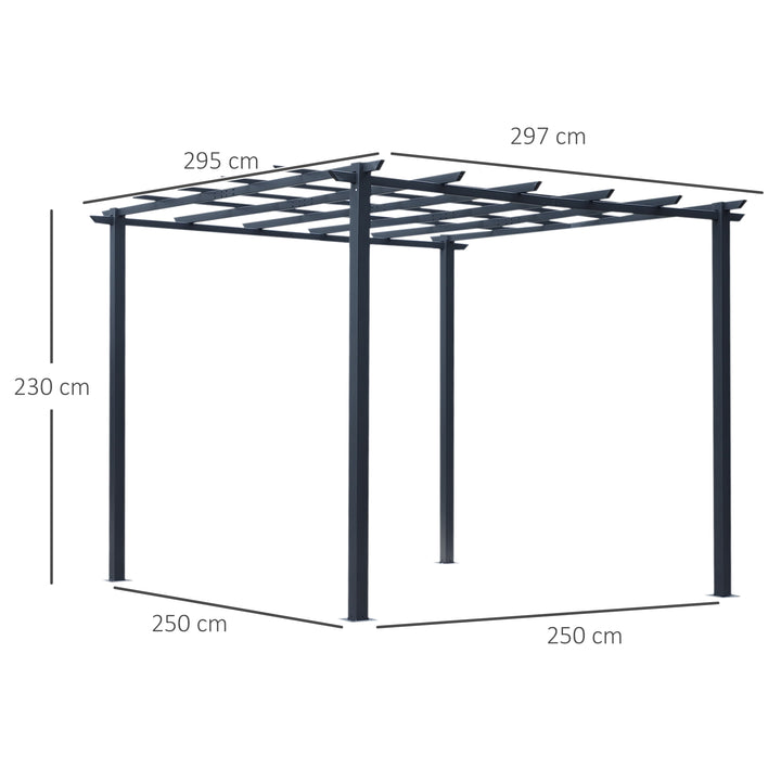 3 x 3 Meter Metal Pergola Gazebo Grape Trellis Climbing Plants Outdoor Sun Shelter Arbours Garden