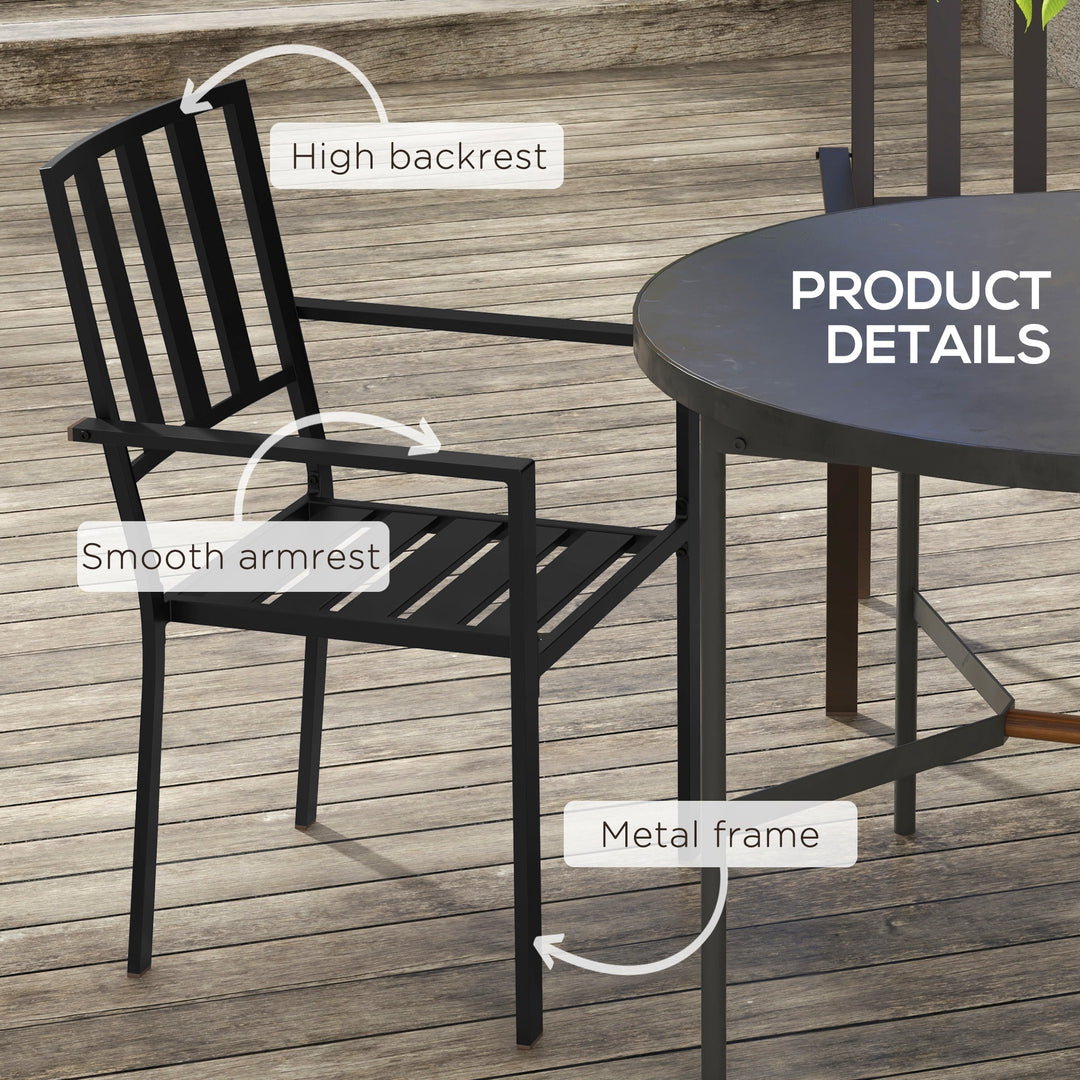 Patio Dining Chairs with Metal Slatted Design