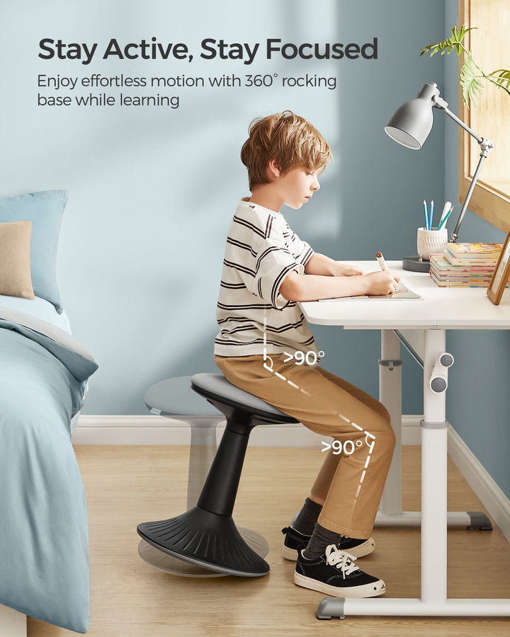 14.2" High Wiggle Stool for Kids Ages 8-12 - Ink Black