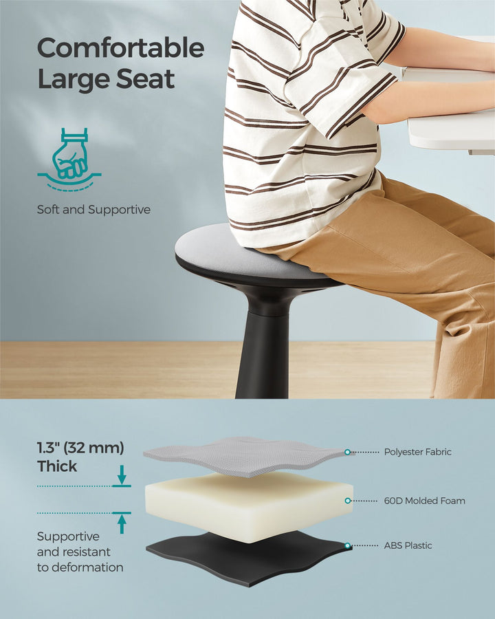 14.2" High Wiggle Stool for Kids Ages 8-12 - Ink Black
