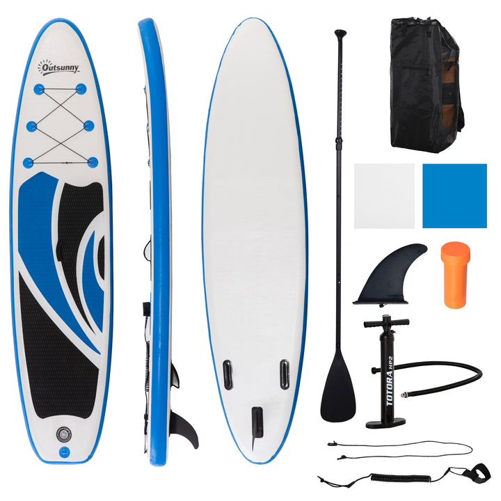 Inflatable 10'6" x 30" x 6" Paddle Stand Up Board, Adjustable Aluminium Paddle Non-Slip Deck Board with ISUP Accessories, 320L x 76W x 15H cm