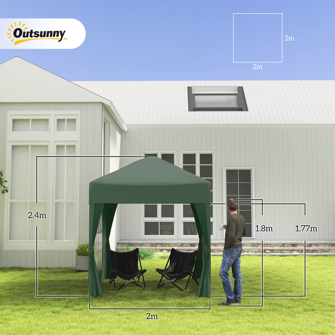 Outsunny Pop Up Gazebo Canopy, size (2 x 2m)-Green