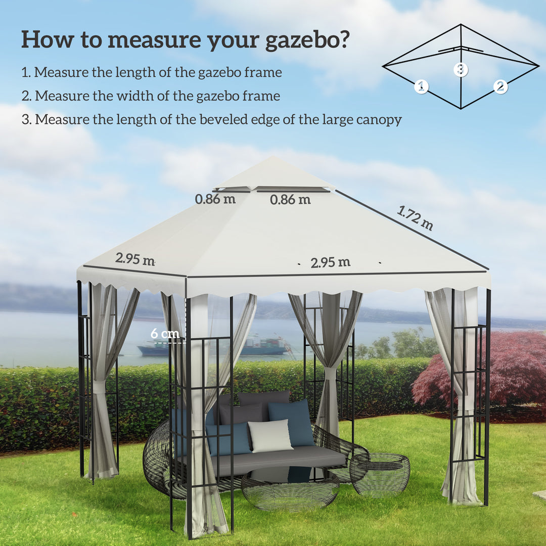 3 x 3 (m) Gazebo Canopy Replacement Covers, 2-Tier Gazebo Roof Replacement (TOP ONLY), Cream White