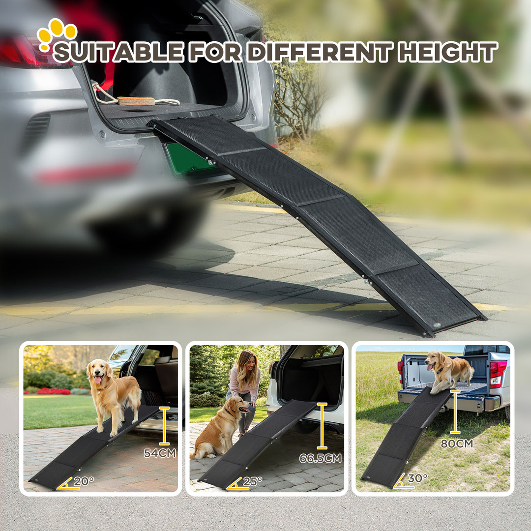 Folding Dog Ramp for Car for Extra Large Dogs, Portable Pet Ramp with Non-slip Surface, Aluminium Alloy Frame