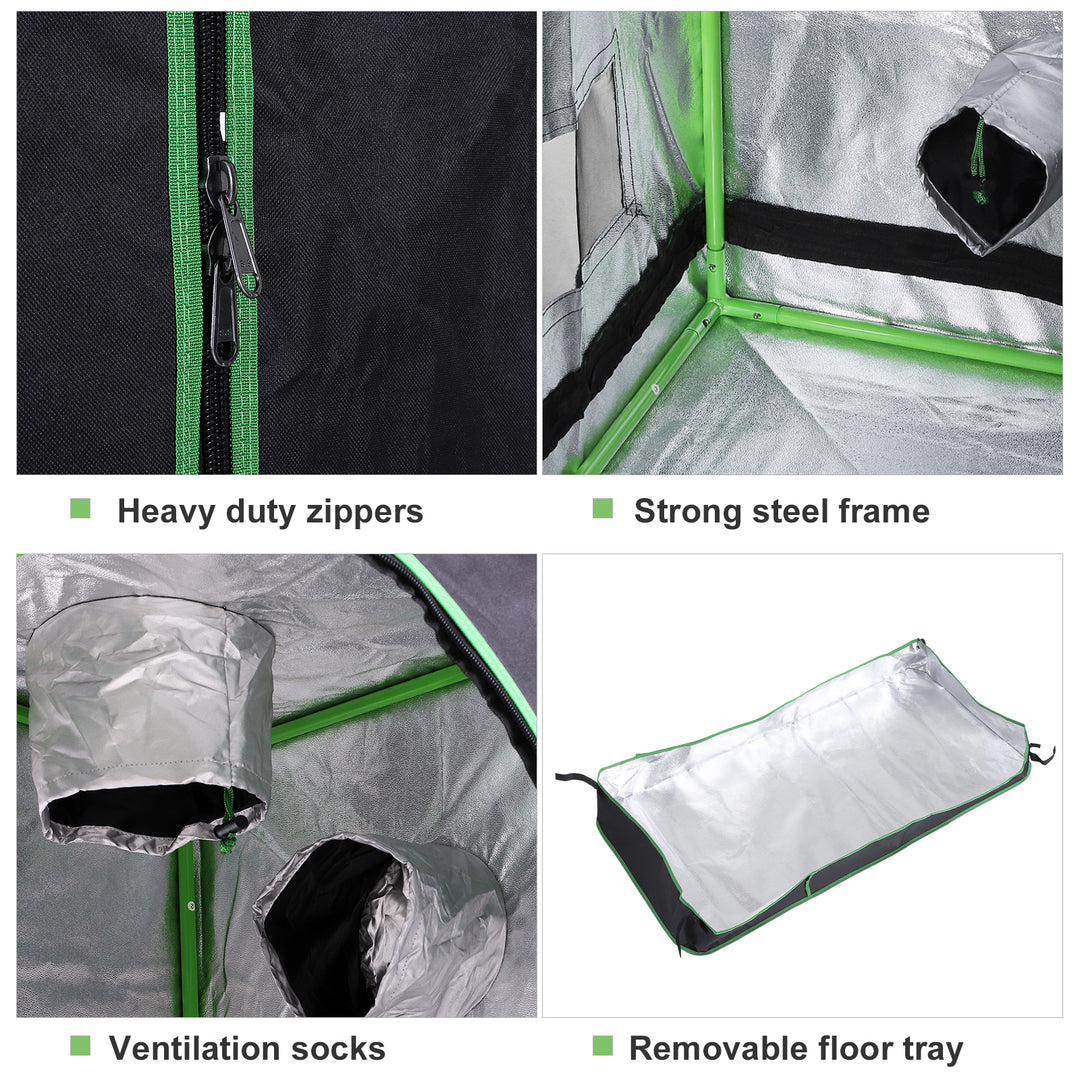 Hydroponic Plant Grow Tent  W/ Window Tool Bag, 60L x 60W x 140Hcm-Black/Green