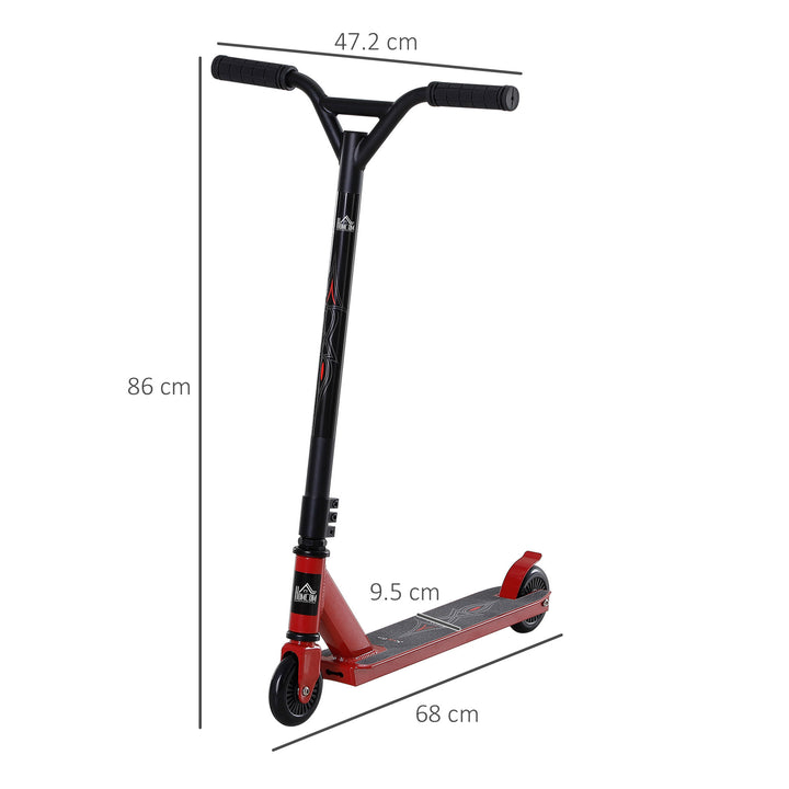 Teens Adult Street Stunt Kick Scooter Intermediate and Beginner Freestyle Tricks Scooters For 14+ w/ Rear φ10cm Wheel&Brake - Red