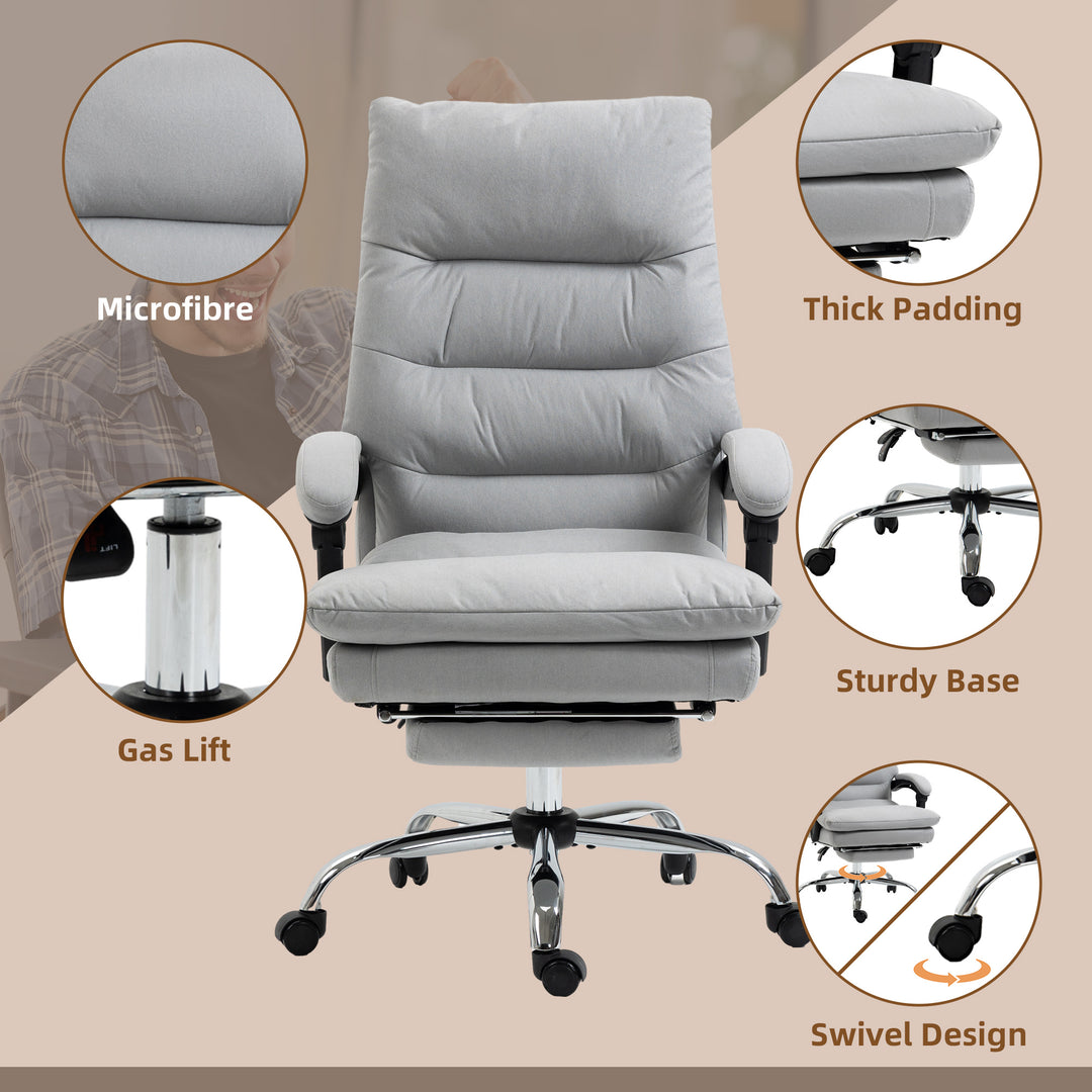 Office Chair with Heat and Footrest, Double-tier Padding, Grey