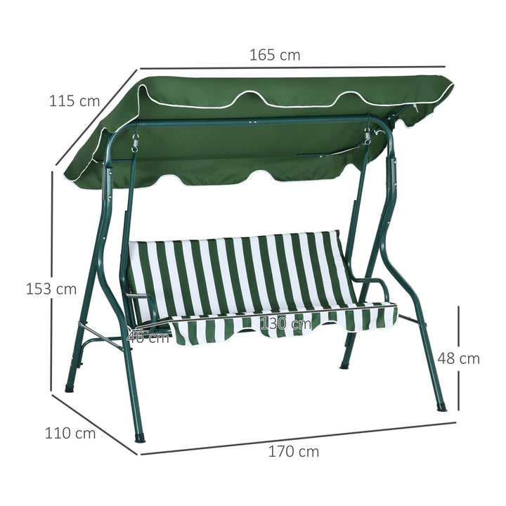 Steel 3-Seater Swing Chair w/ Canopy Green