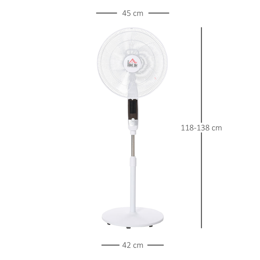 54'' Pedestal Stand Fan, 3 Speed 3 Mode, 85° Oscillation, LED Panel, 3M Remote Controller, Height Adjustable for Living Room, Black & White