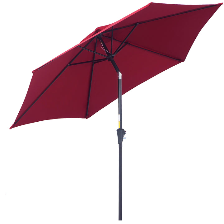 2.7M Tilting Parasol Sun Parasol Outdoor Garden Umbrellas Sun Shade Aluminium Frame with Crank（Wine Red）