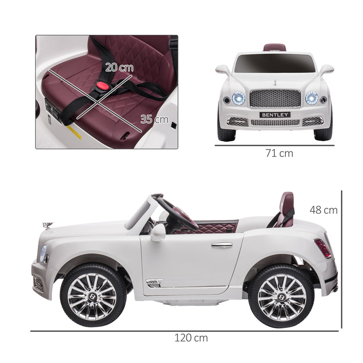 Kids Electric Ride On Car with Parent Remote, 12V Battery Powered Toy Car with Music Horn Lights MP3 Suspension Wheels for 37-72 Months, White