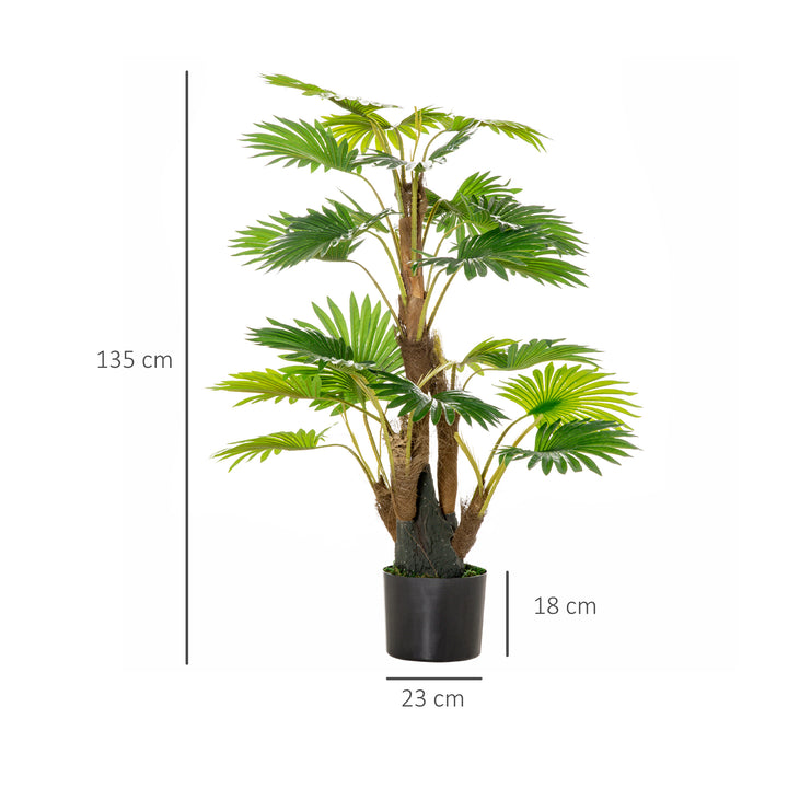 Artificial Tree, Tropical Palm Tree, Fake Decorative Plant in Nursery Pot for Indoor Outdoor Décor, 135cm
