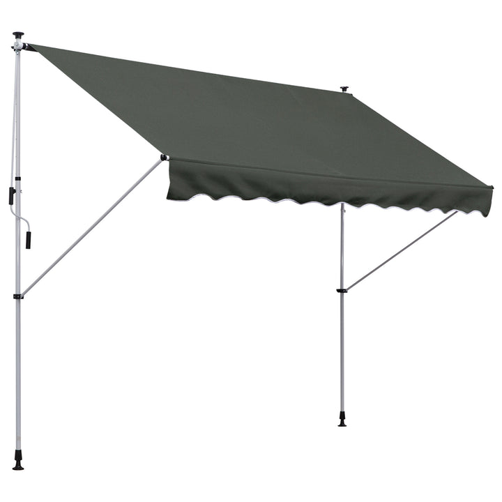 Balcony 3 x 1.5m Manual Adjustable Awning DIY Patio Clamp Awning Canopy  Retractable Shade Shelter - Grey