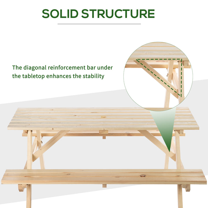 4 Seater Wooden Picnic Table Bench for Outdoor Garden or Patio w/ Parasol Cutout 150 cm