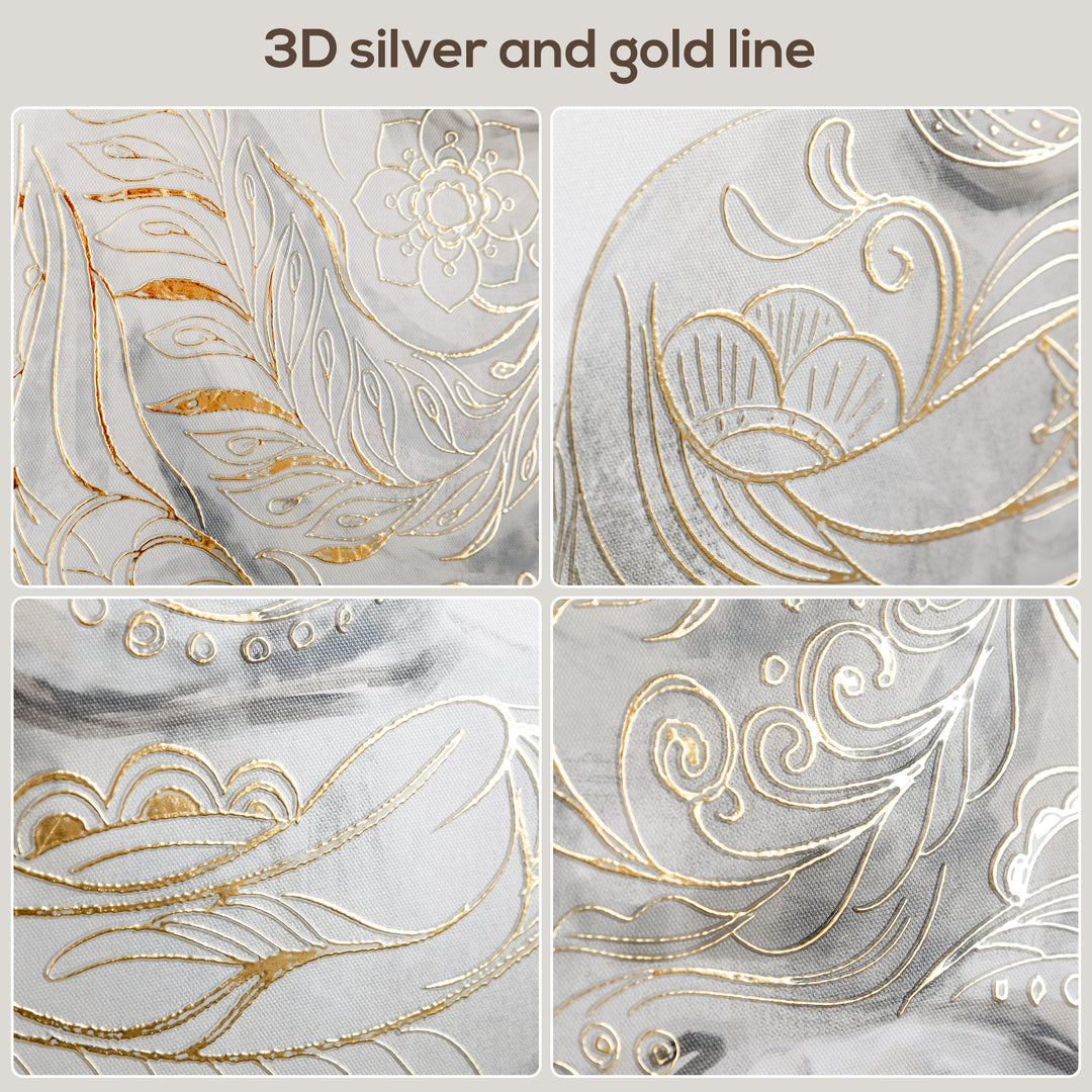 Canvas Wall Art Gold Textured Buddha Sit in Meditation, Wall Picture, 83 x 83 cm