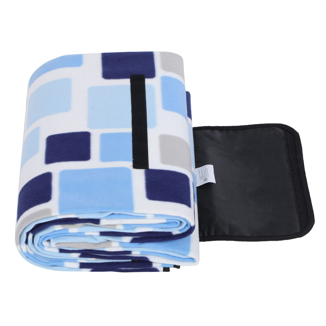 Blue White Tartan Picnic Blanket