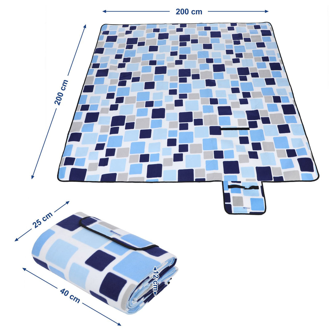 Blue White Tartan Picnic Blanket