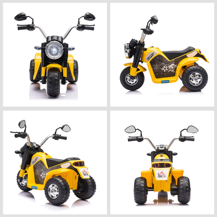 Kids Electric Motorcycle Ride-On Toy 3-Wheels Battery Powered Motorbike Rechargeable 6V with Horn Headlights for 18 - 36 Months Yellow